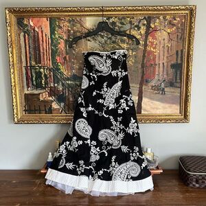 Ruby Rox Y2K Strapless Party Dress Black Paisley Size Small